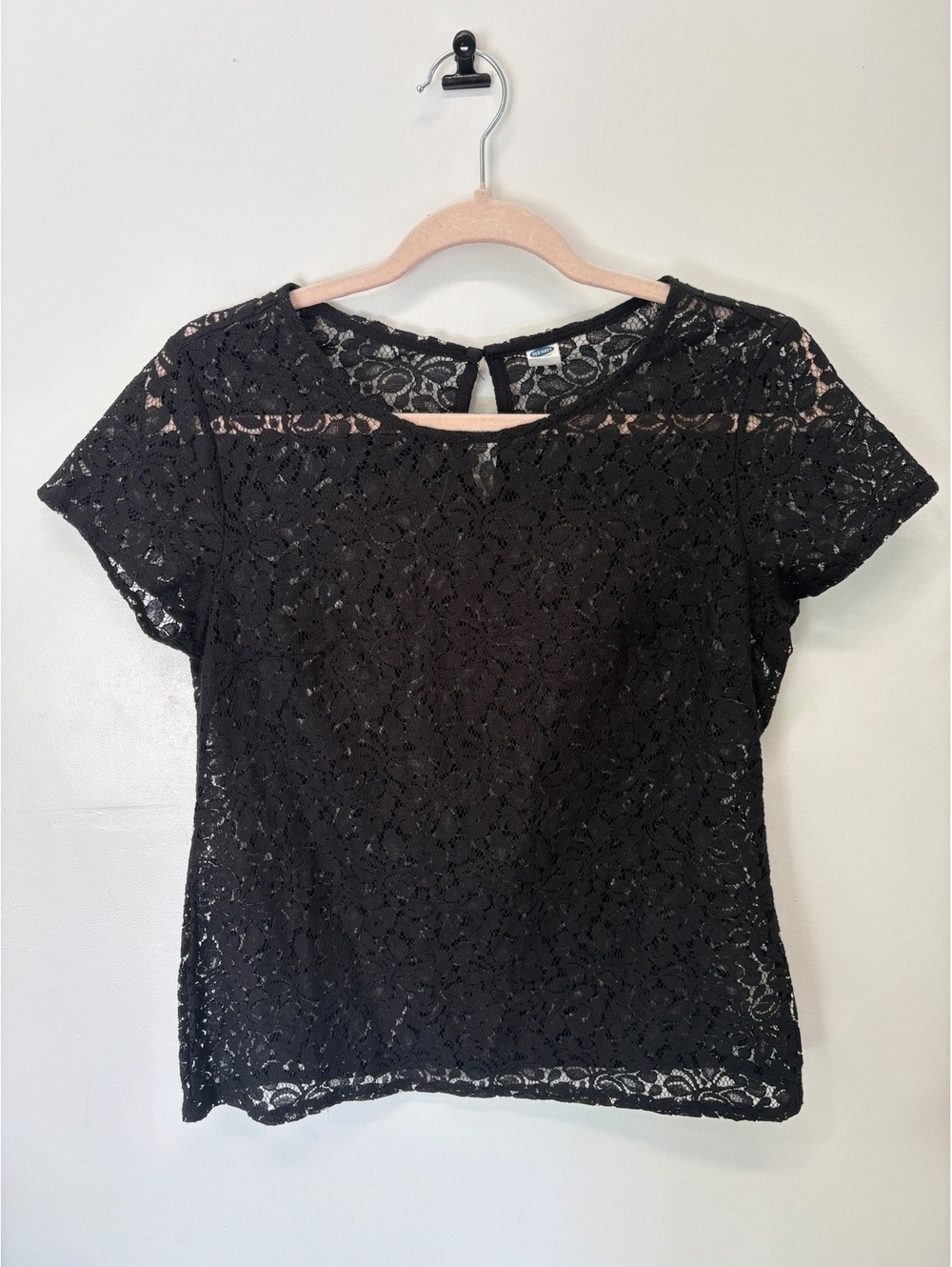 Old Navy Black Lace Short Sleeve Top XS